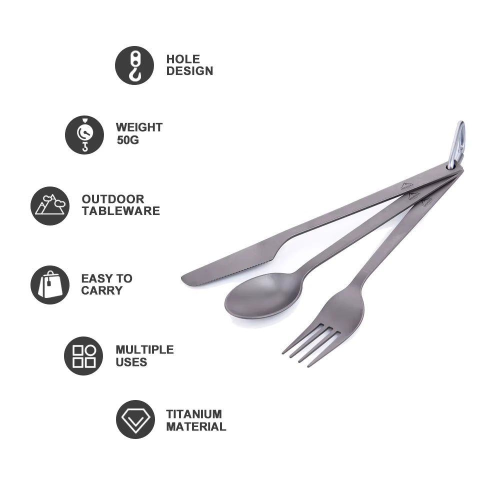 Titanium Spoon Fork Knife Set 50G Camping Tableware Ultralight Travel Tourist Outdoor Cookware Gear Equipment