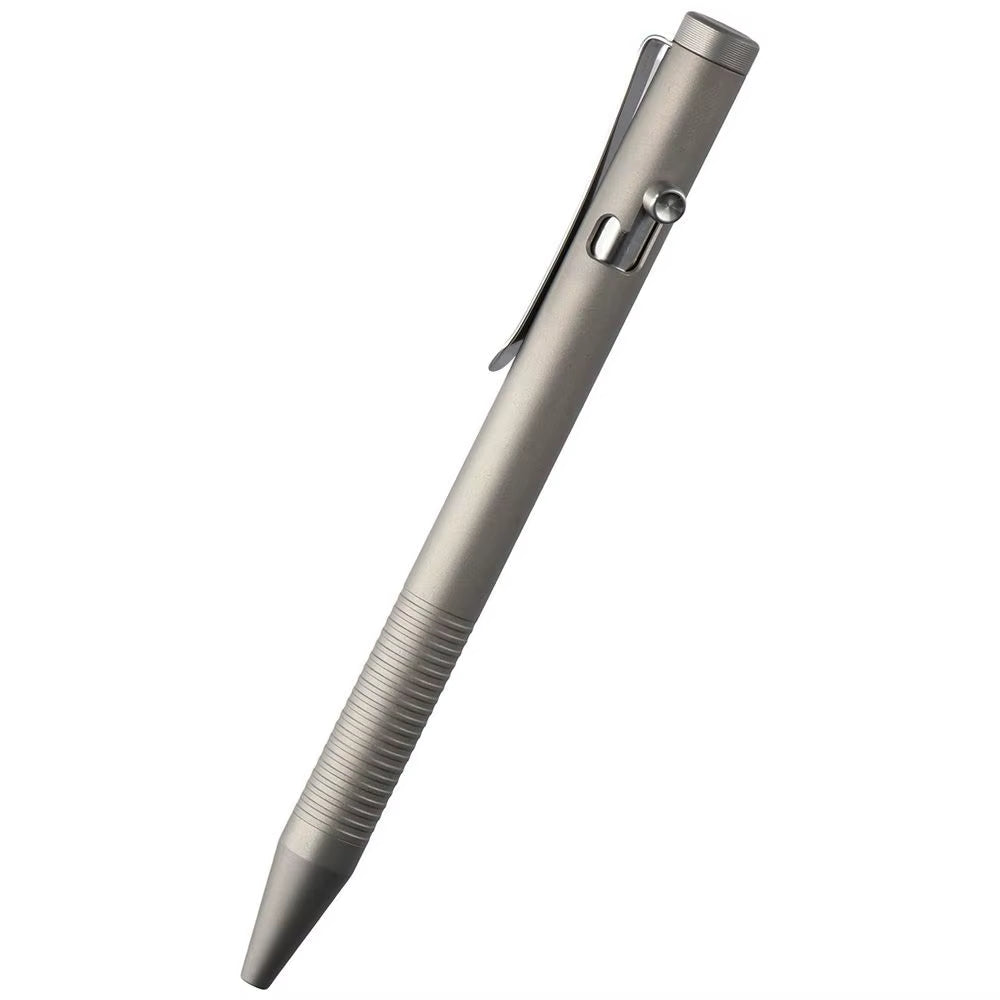 Retractable Titanuim Ballpoint Pen Grey Alloy Pen Bolt Action Pen Daily Use