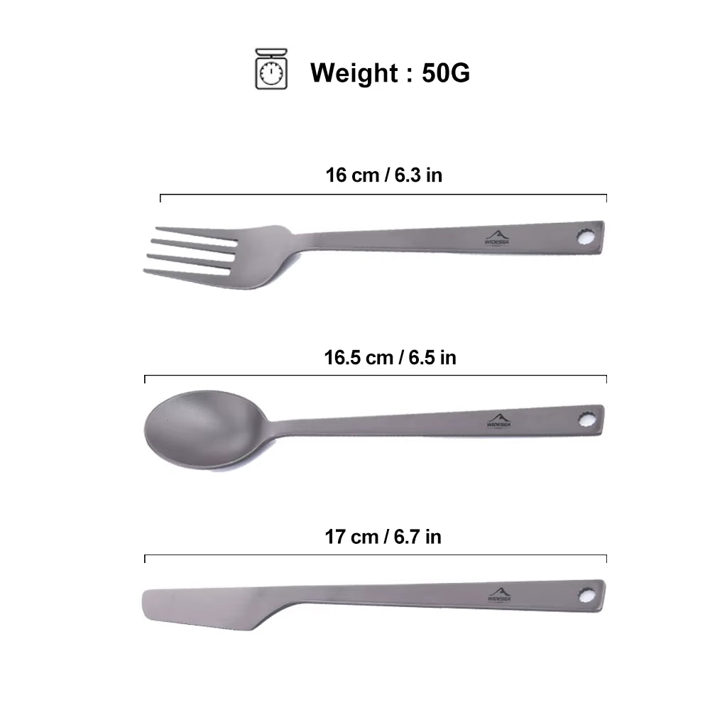 Titanium Spoon Fork Knife Set 50G Camping Tableware Ultralight Travel Tourist Outdoor Cookware Gear Equipment