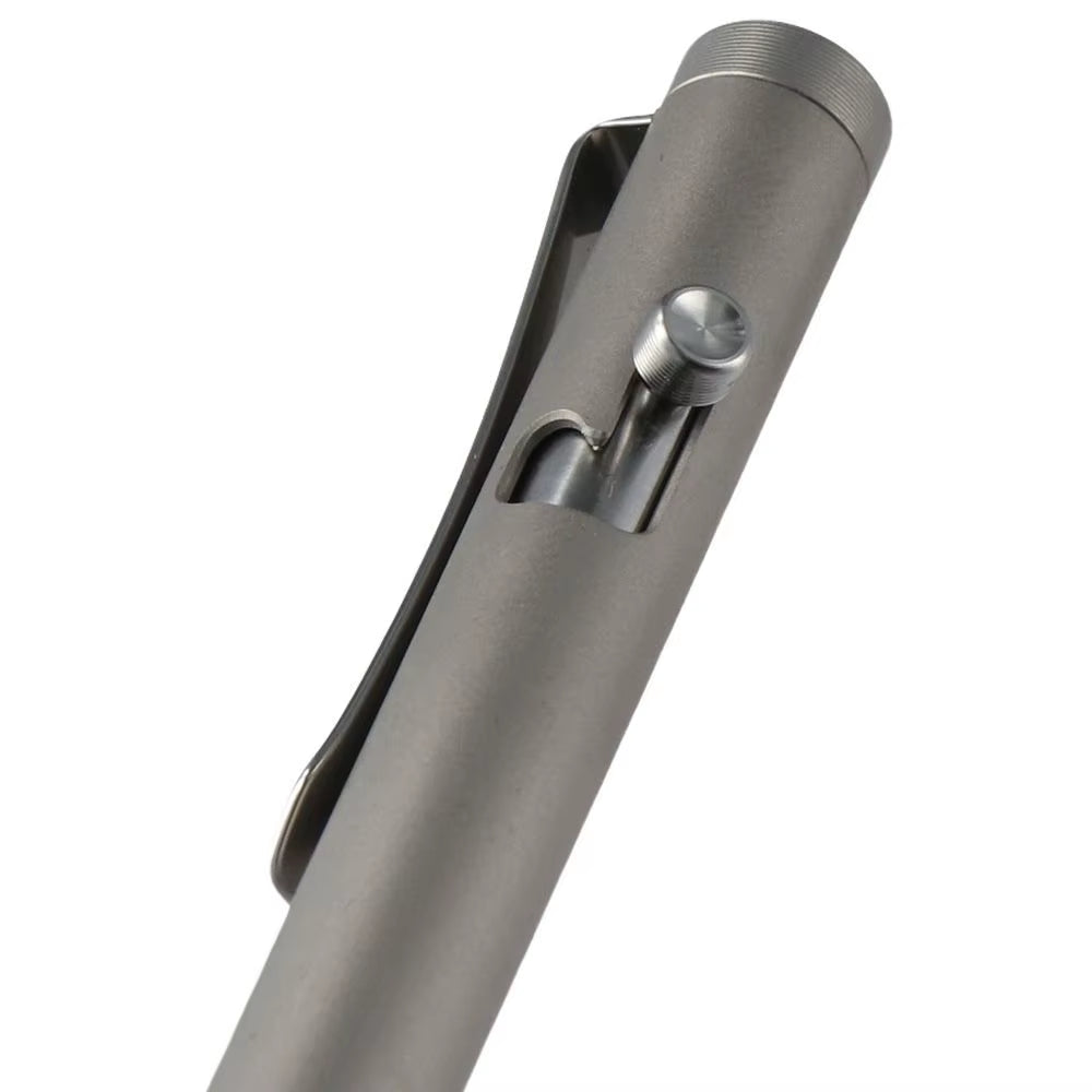 Retractable Titanuim Ballpoint Pen Grey Alloy Pen Bolt Action Pen Daily Use