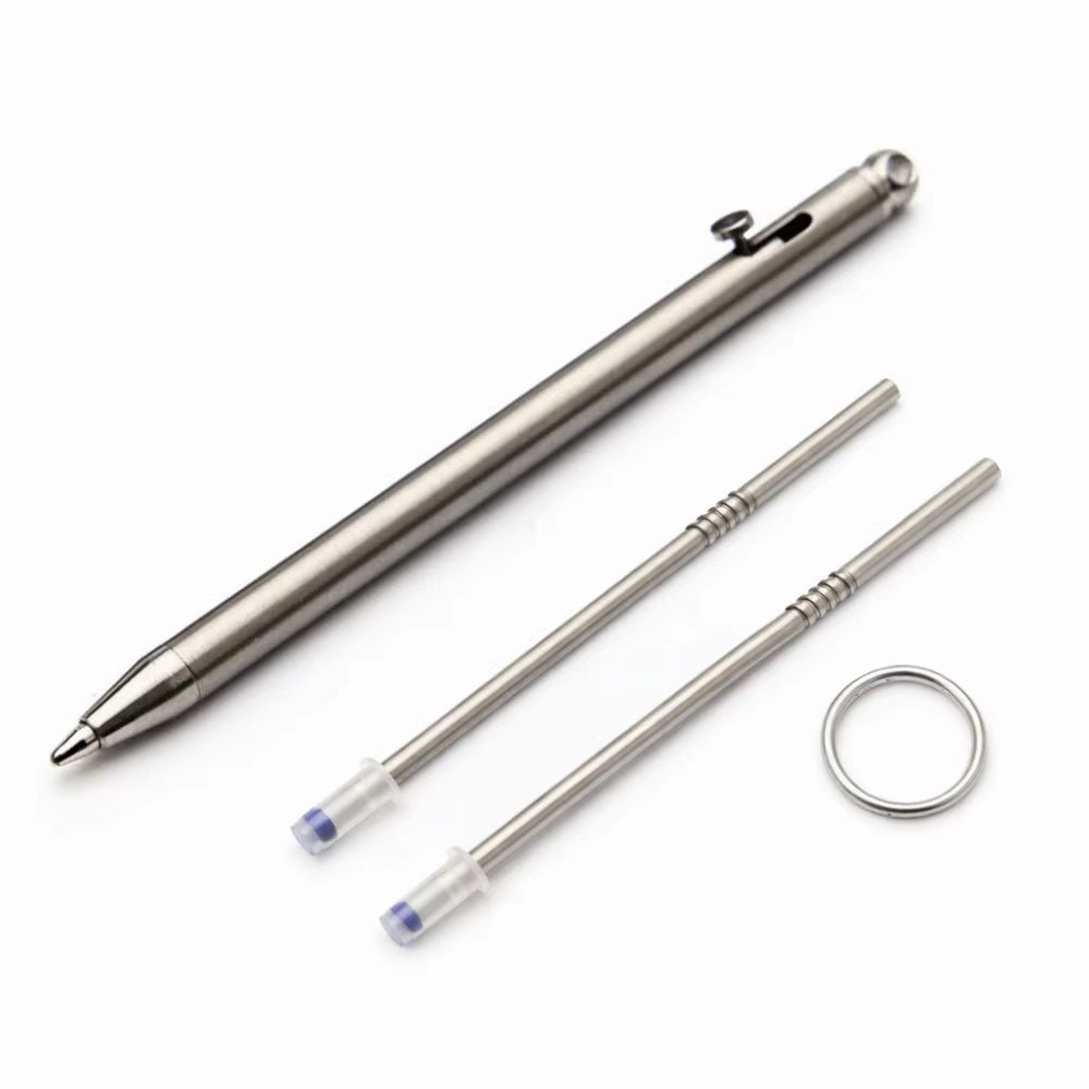 Multi-Functional Portable Bolt Pen Mini Size Titanium Alloy Pocket Pen Refillable Signature Pen Gift Giving