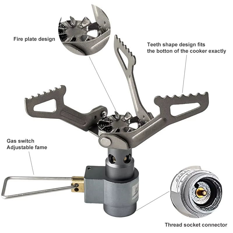 Outdoor Gas Stove Mini Titanium Camping Gas Burner 25G Ultralight Stove Survival Furnace Pocket Picnic Gas Cooker -3000T