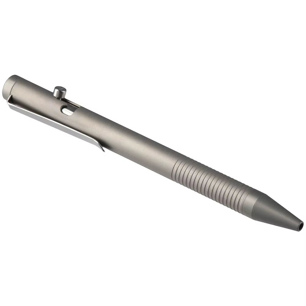 Retractable Titanuim Ballpoint Pen Grey Alloy Pen Bolt Action Pen Daily Use