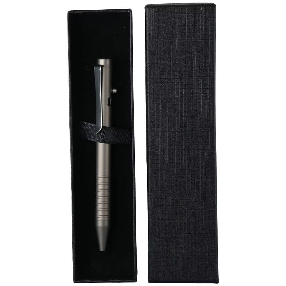 Retractable Titanuim Ballpoint Pen Grey Alloy Pen Bolt Action Pen Daily Use
